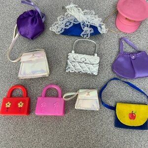 Vintage Barbie Bags, Mixed Lot Of Vinyl, Plastic, Cloth, 10‎ Bags, Plus 1 Cap